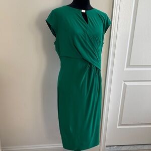 Lauren Ralph Lauren Green Twist-Front Midi Dress